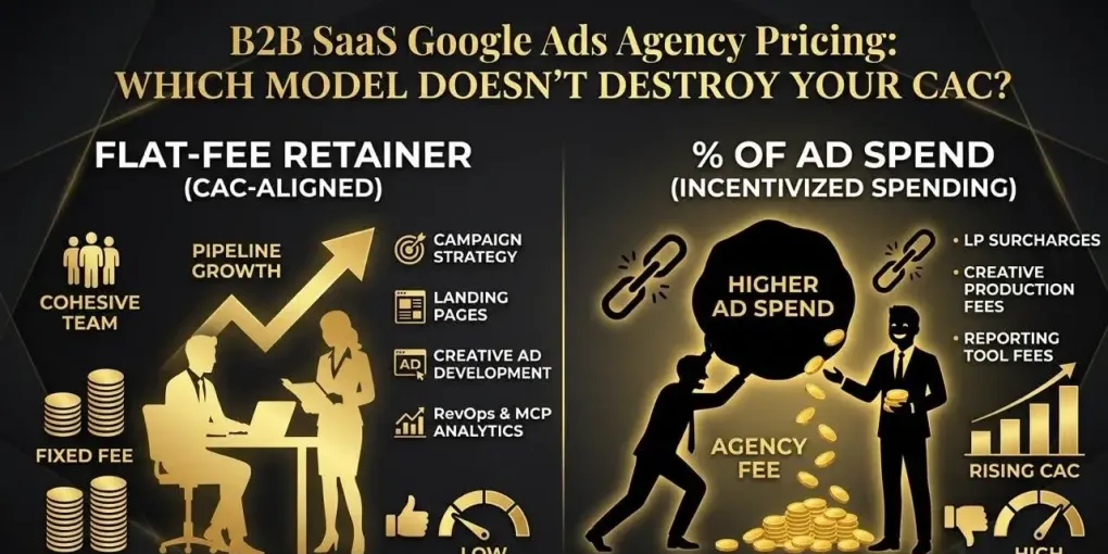 B2B SaaS Google Ads Agency Pricing 2026: Flat-Fee vs Percentage