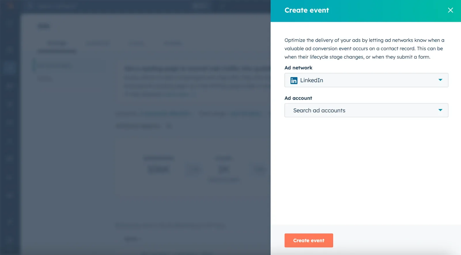 HubSpot LinkedIn Ads account connection screen