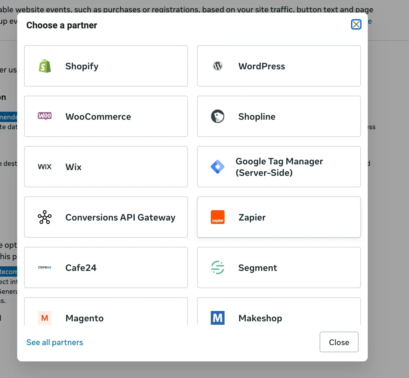 Zapier Facebook Ads action configuration screen